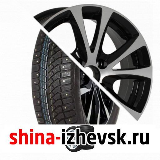 Колесо в сборе Viatti Brina Nordico (V-522) 195/60 R15 T 88 + NEO 509 6xR15 4×114.3 ET45 DIA67.1 Глянцевый черный с полированной лицевой частью в Ижевске